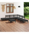 8 Piece Garden Lounge Set Solid Pinewood Black