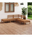 5 Piece Garden Lounge Set Solid Pinewood Honey Brown