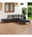 5 Piece Garden Lounge Set Solid Pinewood Black