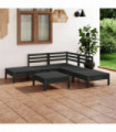 6 Piece Garden Lounge Set Solid Pinewood Black