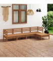 5 Piece Garden Lounge Set Solid Pinewood Honey Brown