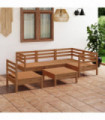 6 Piece Garden Lounge Set Solid Pinewood Honey Brown