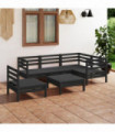 6 Piece Garden Lounge Set Solid Pinewood Black