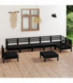 8 Piece Garden Lounge Set Solid Pinewood Black