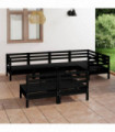 8 Piece Garden Lounge Set Solid Pinewood Black