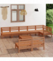 9 Piece Garden Lounge Set Solid Pinewood Honey Brown