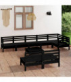 9 Piece Garden Lounge Set Solid Pinewood Black