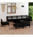 9 Piece Garden Lounge Set Solid Pinewood Black