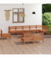 10 Piece Garden Lounge Set Solid Pinewood Honey Brown