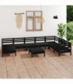 9 Piece Garden Lounge Set Solid Pinewood Black