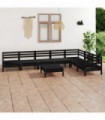 8 Piece Garden Lounge Set Solid Pinewood Black