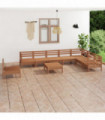 9 Piece Garden Lounge Set Solid Pinewood Honey Brown