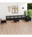 9 Piece Garden Lounge Set Solid Pinewood Black