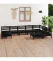 9 Piece Garden Lounge Set Solid Pinewood Black