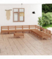 10 Piece Garden Lounge Set Solid Pinewood Honey Brown