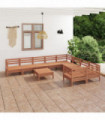 10 Piece Garden Lounge Set Honey Brown Solid Pinewood