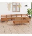 9 Piece Garden Lounge Set Honey Brown Solid Pinewood