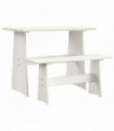 Dining Table with Bench White Solid Pinewood