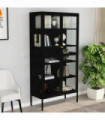 vidaXL Display Cabinet Black 90x40x180 cm Steel and Tempered Glass