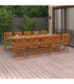 11 Piece Garden Dining Set Solid Acacia Wood