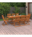 9 Piece Garden Dining Set Solid Acacia Wood