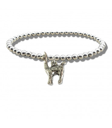 Llama Silver Beaded Bracelet