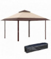 Outdoor Pop-Up Canopy Tent Gazebo Polyester Coffee 3.9 x 3.9 x 2.98 m