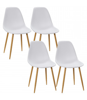 Dining Chairs Set of 4 w/ Curved Back, Metal Legs for Living Room White