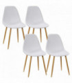 Dining Chairs Set of 4 w/ Curved Back, Metal Legs for Living Room White