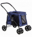 PawHut One-click Foldable Pet Stroller w/ Mesh Windows, for Small Pets - Blue