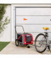 vidaXL Pet Bike Trailer Red and Grey Oxford Fabric and Iron