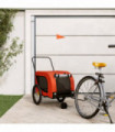 vidaXL Pet Bike Trailer Orange and Black Oxford Fabric and Iron