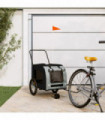 vidaXL Pet Bike Trailer Black and Grey Oxford Fabric and Iron