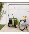 vidaXL Pet Bike Trailer Green and Grey Oxford Fabric and Iron