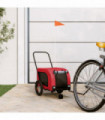 vidaXL Pet Bike Trailer Red and Black Oxford Fabric and Iron