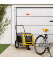 vidaXL Pet Bike Trailer Yellow and Grey Oxford Fabric and Iron