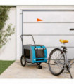 vidaXL Pet Bike Trailer Blue and Grey Oxford Fabric and Iron