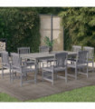 vidaXL 9 Piece Garden Dining Set Solid Wood Acacia Grey
