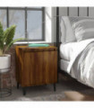 vidaXL Bed Cabinet with Metal Legs Brown Oak 40x30x50 cm
