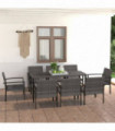 vidaXL 9 Piece Outdoor Dining Set Poly Rattan Grey