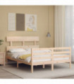vidaXL Bed Frame with Headboard 140x200 cm Solid Wood