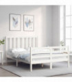 vidaXL Bed Frame with Headboard White 140x190 cm Solid Wood