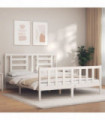 vidaXL Bed Frame with Headboard White 160x200 cm Solid Wood