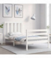 vidaXL Bed Frame with Headboard White Single Solid Wood