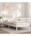 vidaXL Bed Frame with Headboard White 90x200 cm Solid Wood