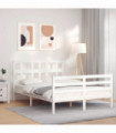 vidaXL Bed Frame with Headboard White 140x200 cm Solid Wood