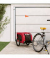 vidaXL Pet Bike Trailer Red and Black Oxford Fabric and Iron