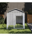 vidaXL Dog House with Run Light Grey 117x201x123 cm Galvanised Steel