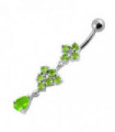  Fancy Silver Dangling Belly Ring With SS Curved Bar