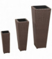 Garden Raised Beds 3 pcs Poly Rattan Brown